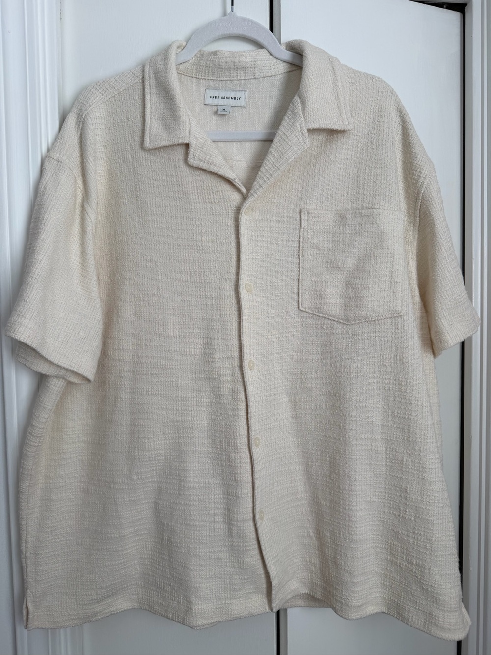 John Ashford Textured Cream Short-Sleeve Button-Down Shirt